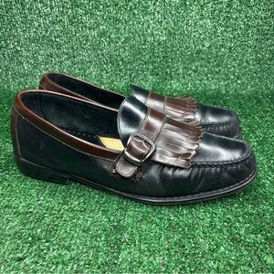 WEEJUNS Douglas Black Brown Kiltie Buckle Loafers Size 11.5 D